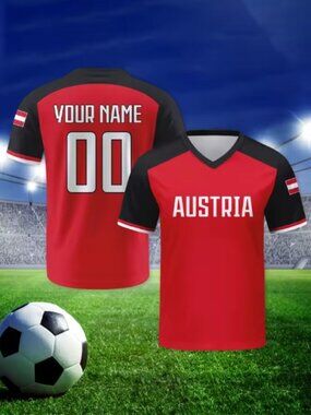 Austria Soccer Jersey Personalized with Name Number Breathable V-neck